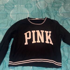 VINTAGE PINK Victoria's Secret Black Sweatshirt with White Lettering